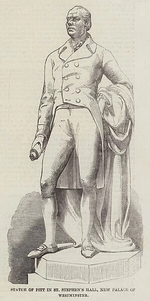 Statue of Pitt in St Stephens Hall, New Palace of Westminster (engraving)