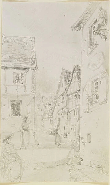 A street scene, 1858 (pencil on off-white wove paper)