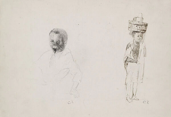 Studies of Two Young Boys with faint indications of a female figure