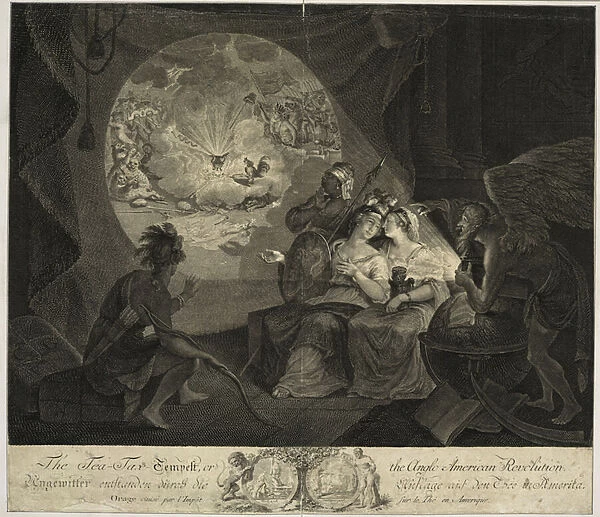 The Tea-Tax Tempest, or the Anglo American Revolution, 1778 (litho)