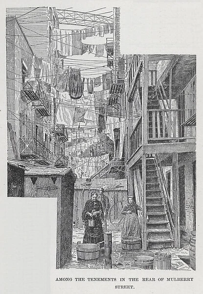 Among the Tenements in the Rear of Mulberry Street (litho)