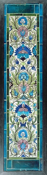 Five tiles with continuous floral design (ceramic)
