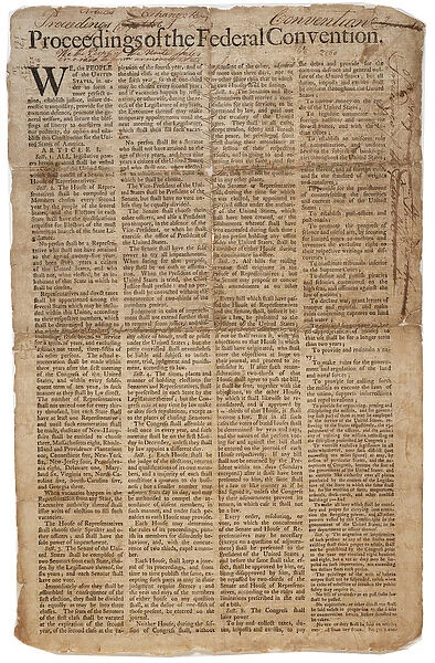 U. S. Constitution, c. 10th September 1787 (litho) (see also GLC 696084)