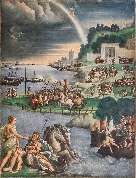 Venus prays Neptune to protect Aeneas ships from Aeneid, Canto V, detail of 2384655 (fresco)