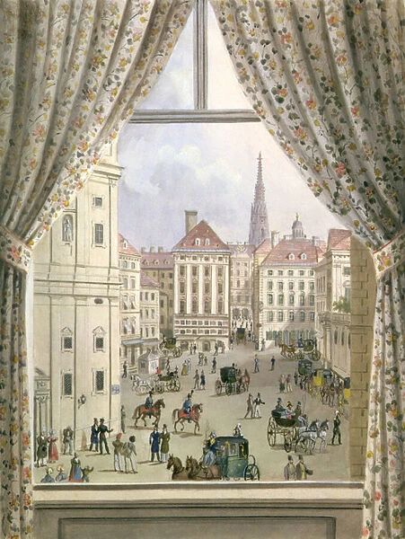 View of the Freyung, Vienna, 1825 (gouache on paper)