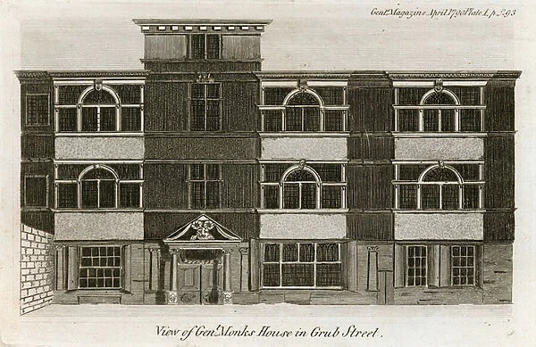View of General Monks House in Grub Street (engraving)