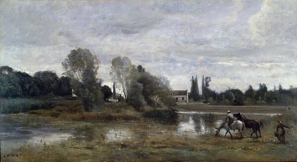 Ville d Avray, Horses Watering, c. 1860-65 (oil on canvas)