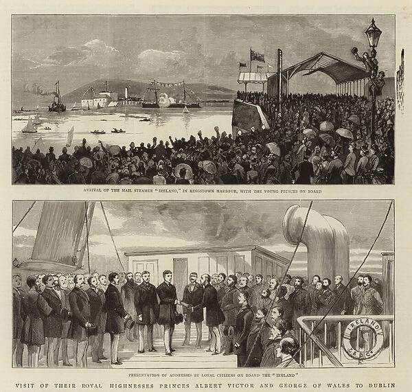 Visit of Their Royal Highnesses Princes Albert Victor and George of Wales to Dublin (engraving)