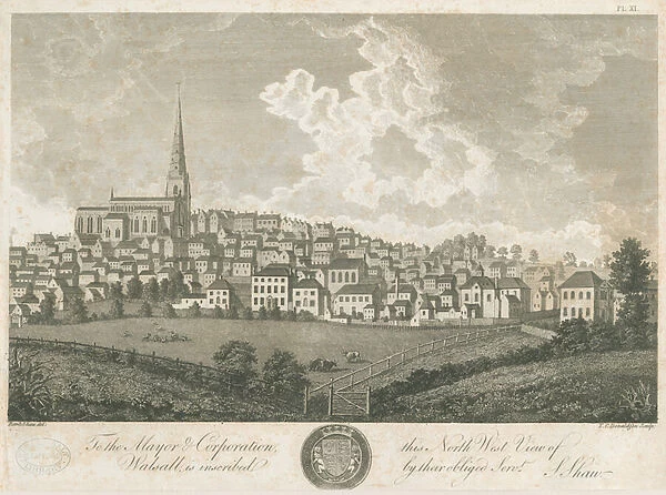 Walsall Town - North West View: engraving, nd [c 1798] (print)