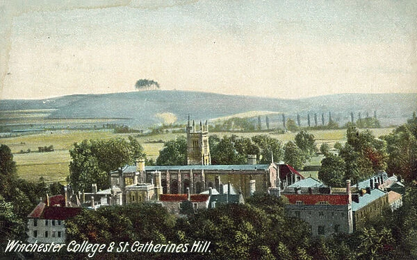 Winchester College and St Catherines Hill, Hampshire (colour photo)