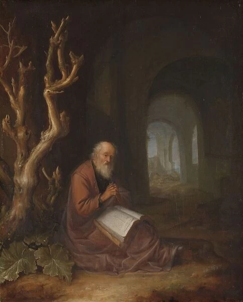 A Hermit Praying Ruin praying hermit ruin old man