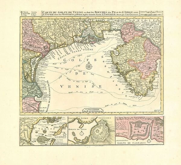 Map Carte du golfe de Venise ou sont les bouches du Po et de l Adige