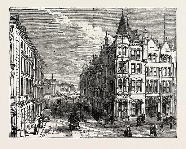 Street View Looking Towards Railway Station, Huddersfield, Uk, 1883