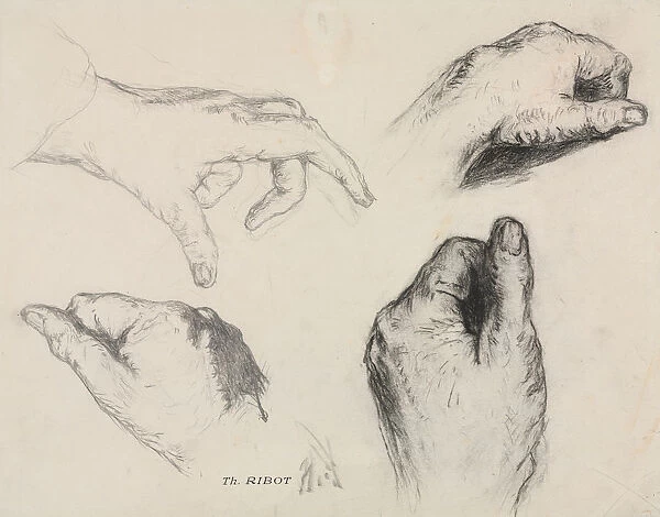 Study Hands recto Womans Hand verso 1800s Theodule Ribot