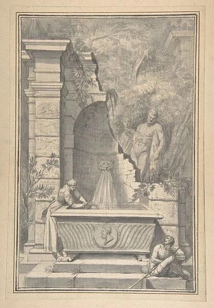 Woman Fountain Ruined Temple Farnese Hercules