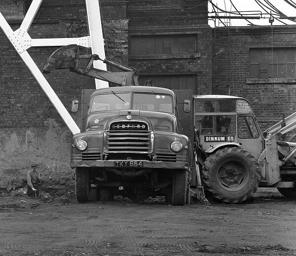 A Bedford 7 ton tipper being loaded at Rossington Colliery, near Doncaster, 1963
