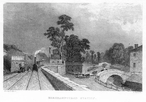 Berkhamsted Station, Hertfordshire, on the London and Birmingham Railway, c1860