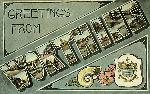 Greetings from Worthing, postcard, c1913. Artist: Milton