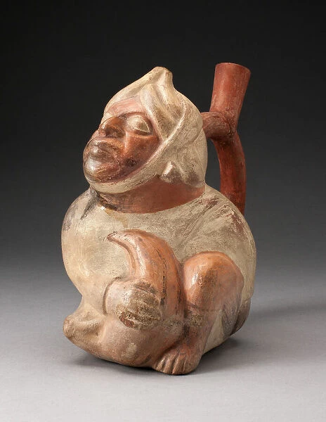 Handle Spout Vessel in the Form of a Seated Man, 100 B. C.  /  A. D. 500. Creator: Unknown