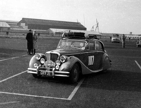 Jaguar MkV, Norman - Fanquilarson Monte Carlo Rally 1954, Leaving Boulogne. Creator: Unknown