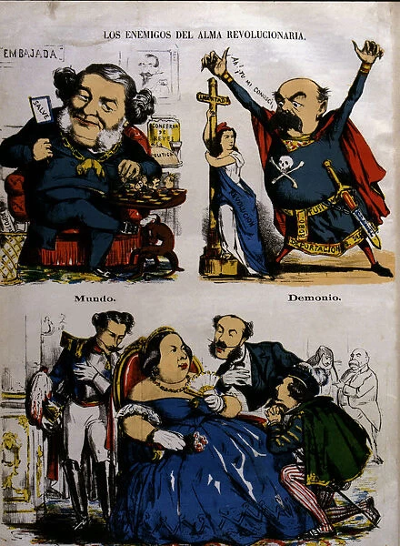 Provisional Government 1869 - 1870, political cartoon with the characters: S. Olozaga, L
