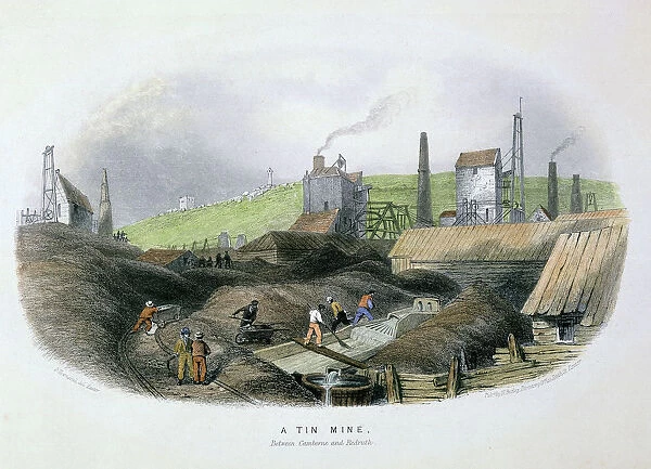 Tin mine between Camborne and Redruth, Cornwall, c1860