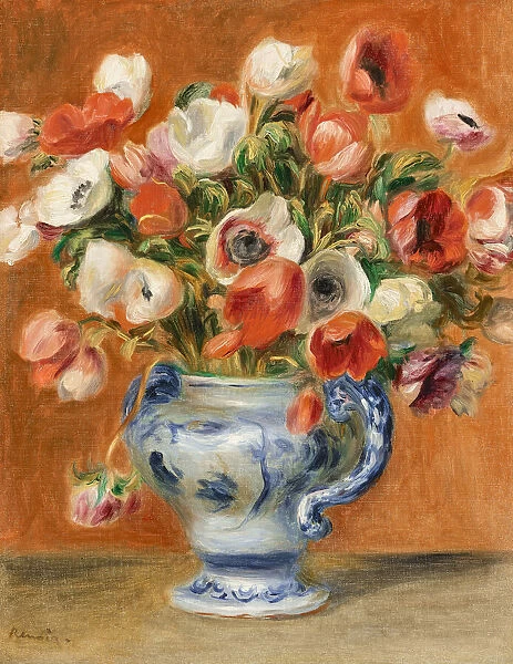 Vase of anemones, 1890. Creator: Renoir, Pierre Auguste (1841-1919)