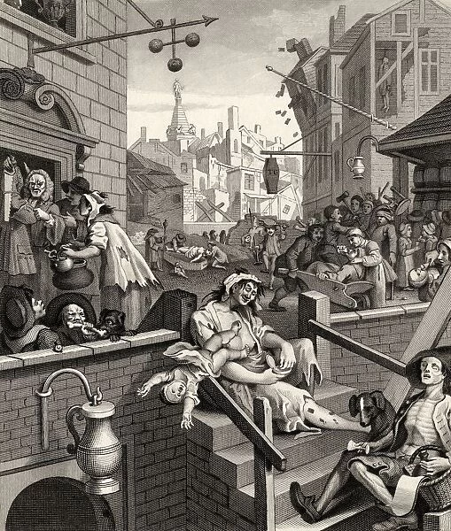 Beer Street And Gin Lane Gin Lane From The Original Design By Hogarth From The Works Of Hogarth Published London 1833