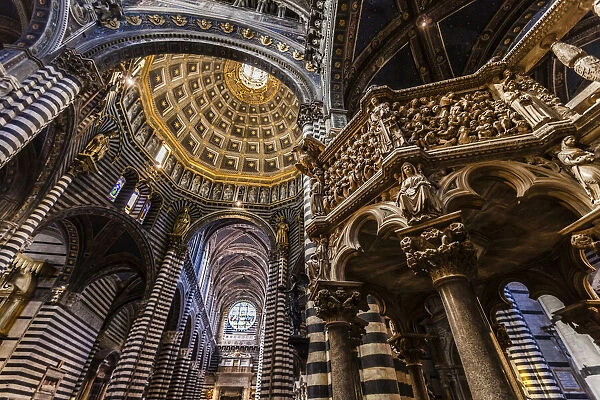 Pulpit and Ceiling of Siena Cathedral, Siena, Tuscany, Italy