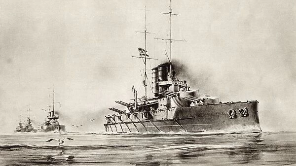 Sms Viribus Unitis, The First Austro-Hungarian Dreadnought Battleship Of The Tegetthoff-Class. From The Illustrated War News, 1914