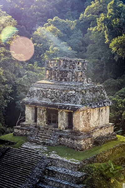 Temple of the Sun ruins of the Maya city of Palenque, Chiapas, Mexico