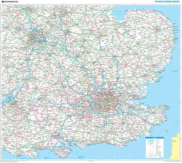100 Miles Around London Map