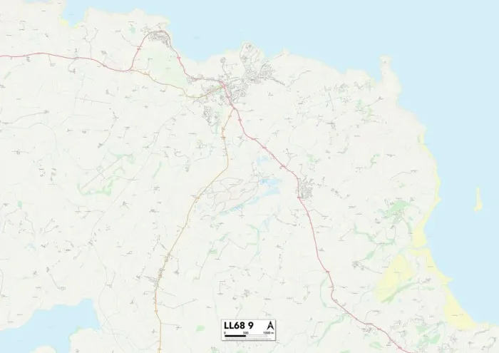 Framed Print : Anglesey LL68 9 Map