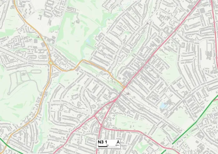 Framed Print : Barnet N3 1 Map
