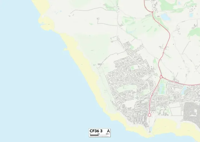 Framed Print : Bridgend CF36 3 Map