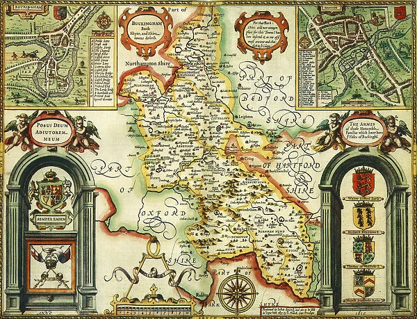 Buckinghamshire Historical John Speed 1610 Map