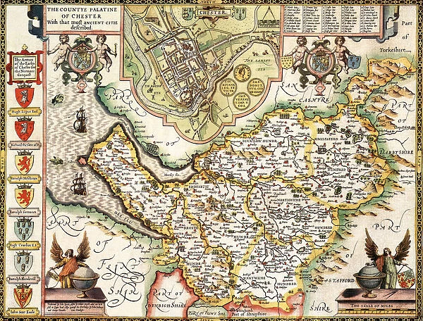 Cheshire Historical John Speed 1610 Map