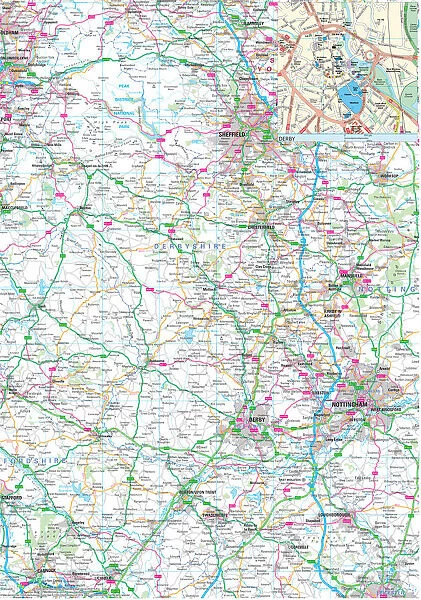 Derbyshire County Road Map