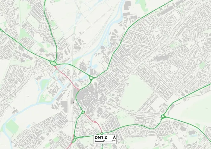 Framed Print : Doncaster DN1 2 Map