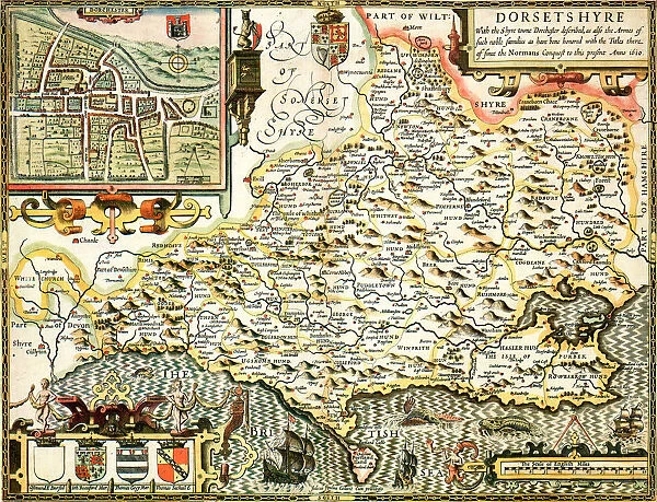 Dorset Historical John Speed 1610 Map