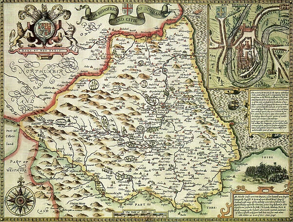 Durham Historical John Speed 1610 Map