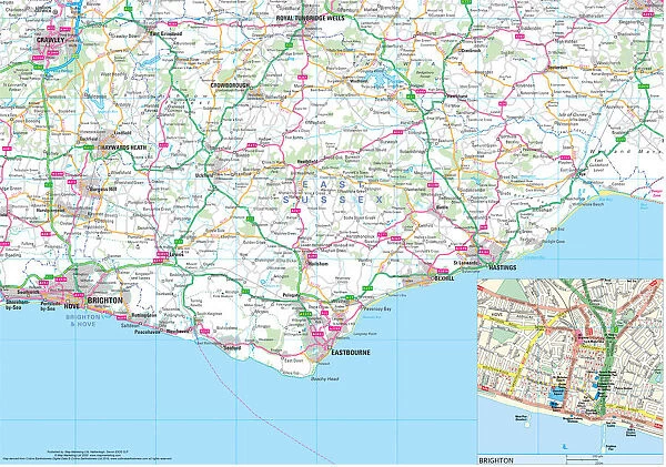East Sussex County Road Map