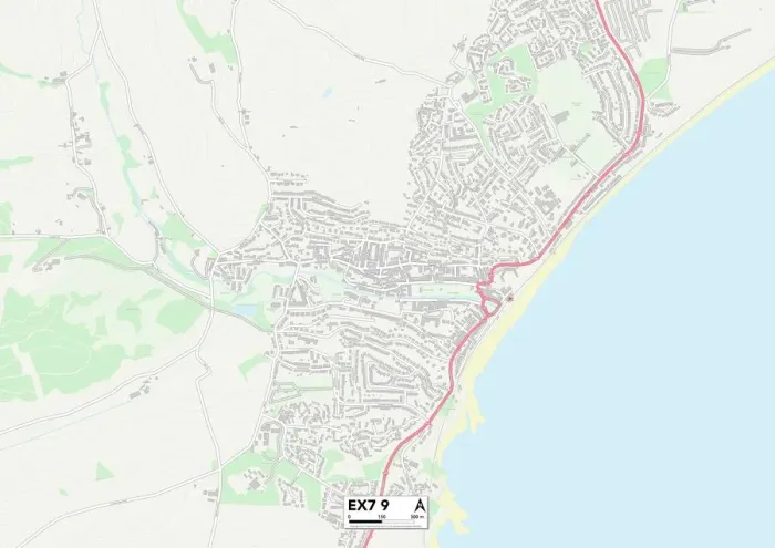 Framed Print : Exeter EX7 9 Map Framed Print : Exeter EX7 9 Map