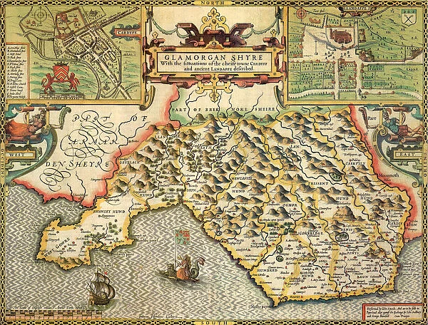 Glamorgan Historical John Speed 1610 Map