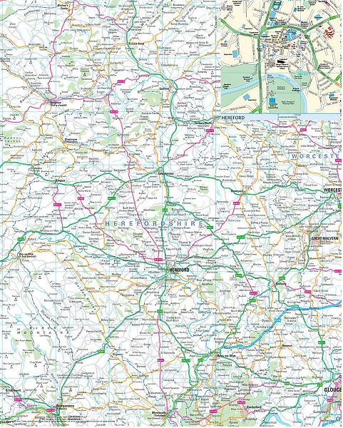 Herefordshire County Road Map