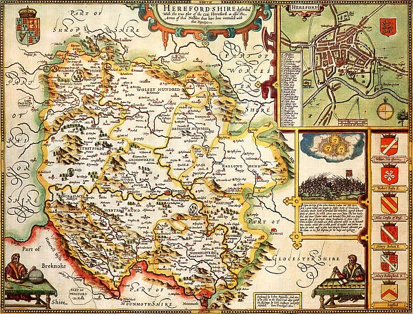 Herefordshire Historical John Speed 1610 Map