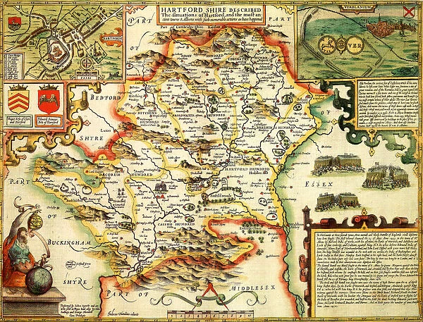 Hertfordshire Historical John Speed 1610 Map