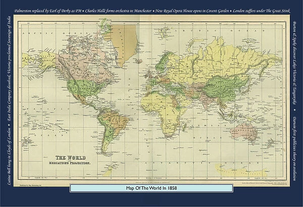 Historical World Events map 1858 UK version