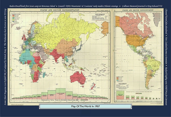 Historical World Events map 1907 UK version