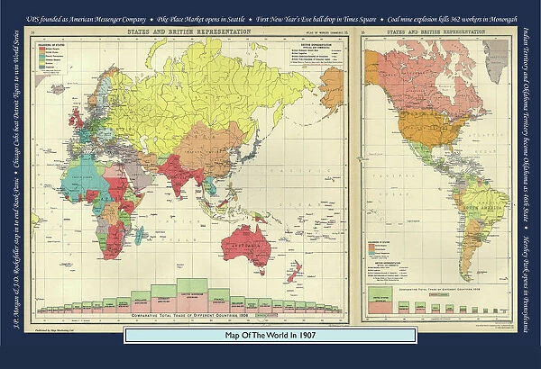 Historical World Events map 1907 US version